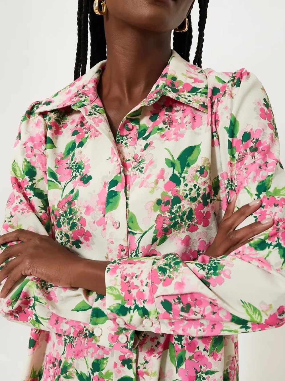 Tuckernuck Pink and Green Floral Ruffle-Hem Mini Dress - Picture 5 of 11